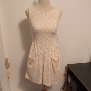 Free People Cream Lace Mini Dress.
